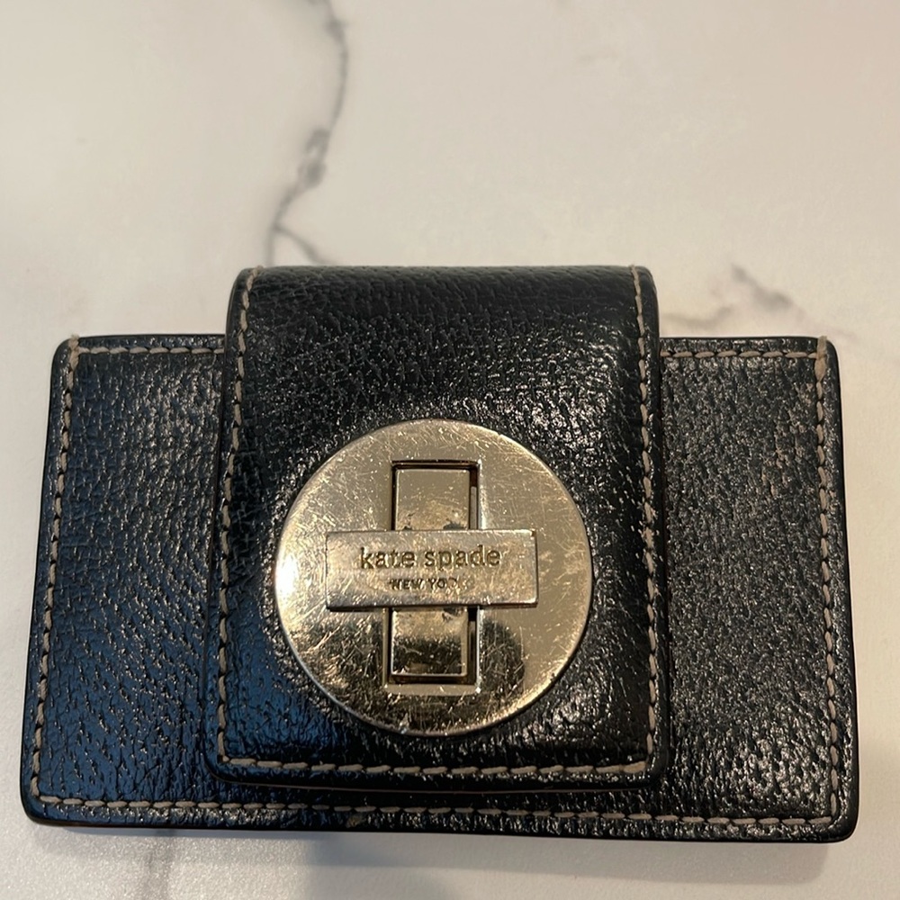 Kate spade card case black leather